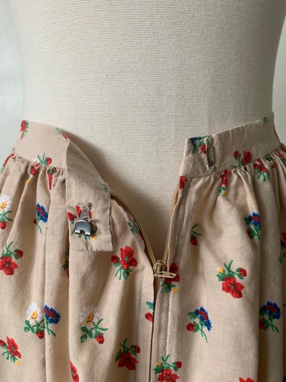 1970's Floral Praire Midi Skirt Vintage High Wais… - image 6