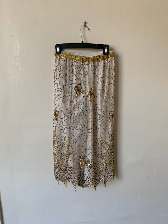 Vintage Gold and Cream Beaded Silk Midi Skirt Vin… - image 7