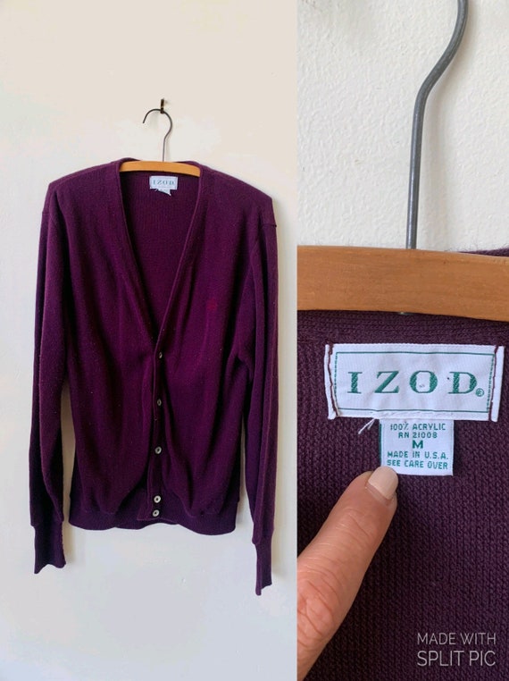 Vintage Purple Cardigan Sweater 1980s 