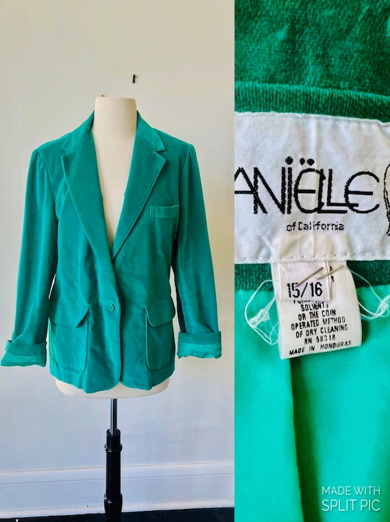 Vintage Velvet Emerald Green Blazer 1980’s Green V