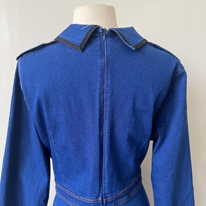 Vintage Denim Ranch Wear Country Line Dancing Dress 1980’s Peter Pan Collar Denim Midi Dress 80’s Jean Dress image 9