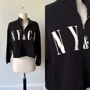 Vintage Cropped New York Sweatshirt 1990’s NY & Company Crop Top 90’s Black Cropped New York Sweatshirt