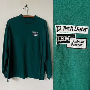 Vintage IBM Business Partner Tech Data Mock Neck Long Sleeve T Shirt 1990’s IBM Computer Shirt 90’s Computer Tech Tee