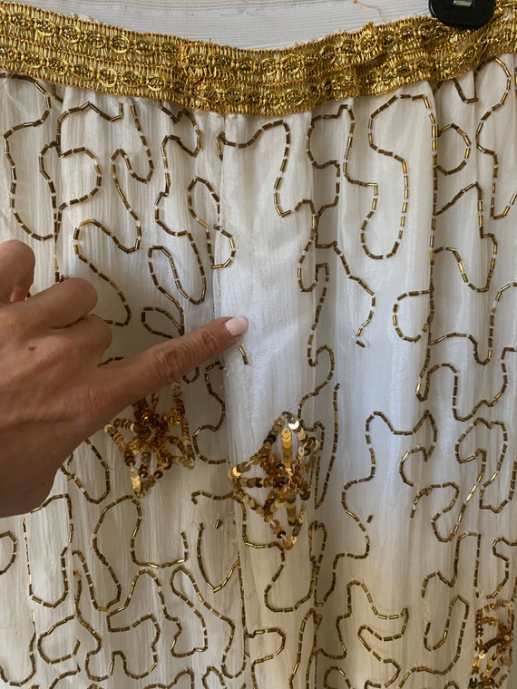 Vintage Gold and Cream Beaded Silk Midi Skirt Vin… - image 8