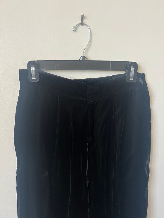 Vintage Black Velvet Wide Leg High Rise Pants 199… - image 4