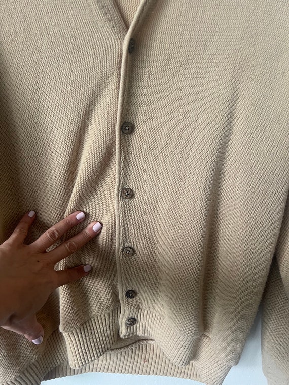 Vintage Beige Cardigan Sweater 1980’s Tan Cardiga… - image 3