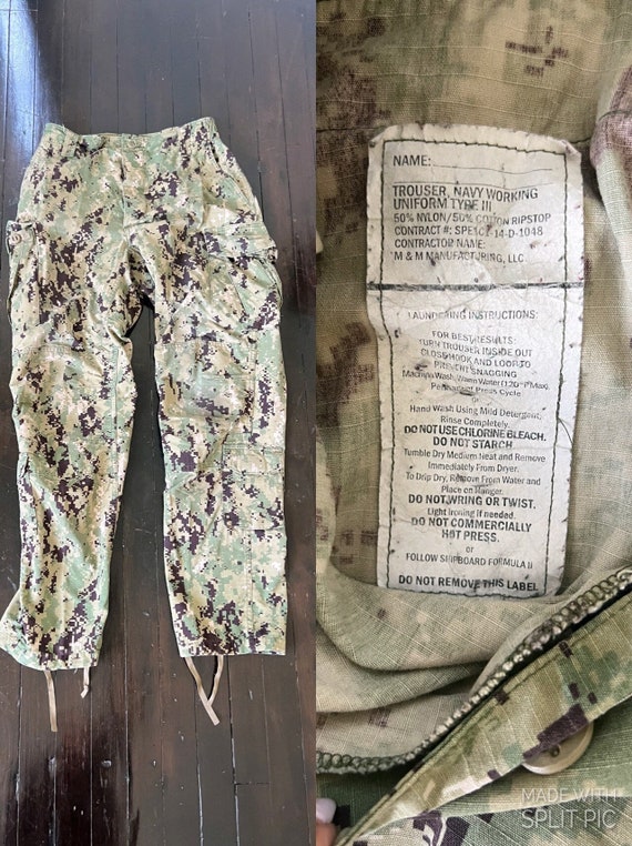 Vintage 90s Camo Army Pants S/M Hi-rise Cotton Military Cargo