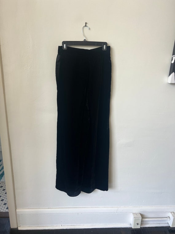 Vintage Black Velvet Wide Leg High Rise Pants 199… - image 8