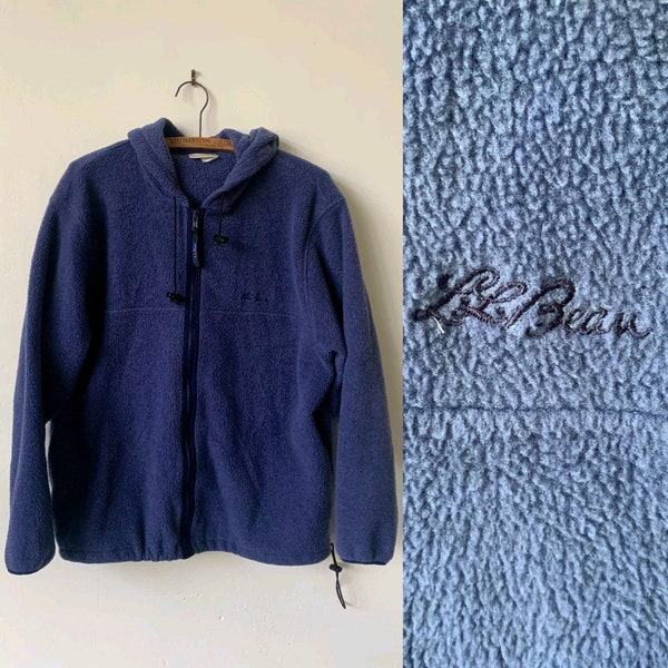 Vintage L.L Bean Blue Fleece Hoodie Jacket 1990’s LL Bean Hoodie 90’s L L Bean Fleece Windbreaker Jacket