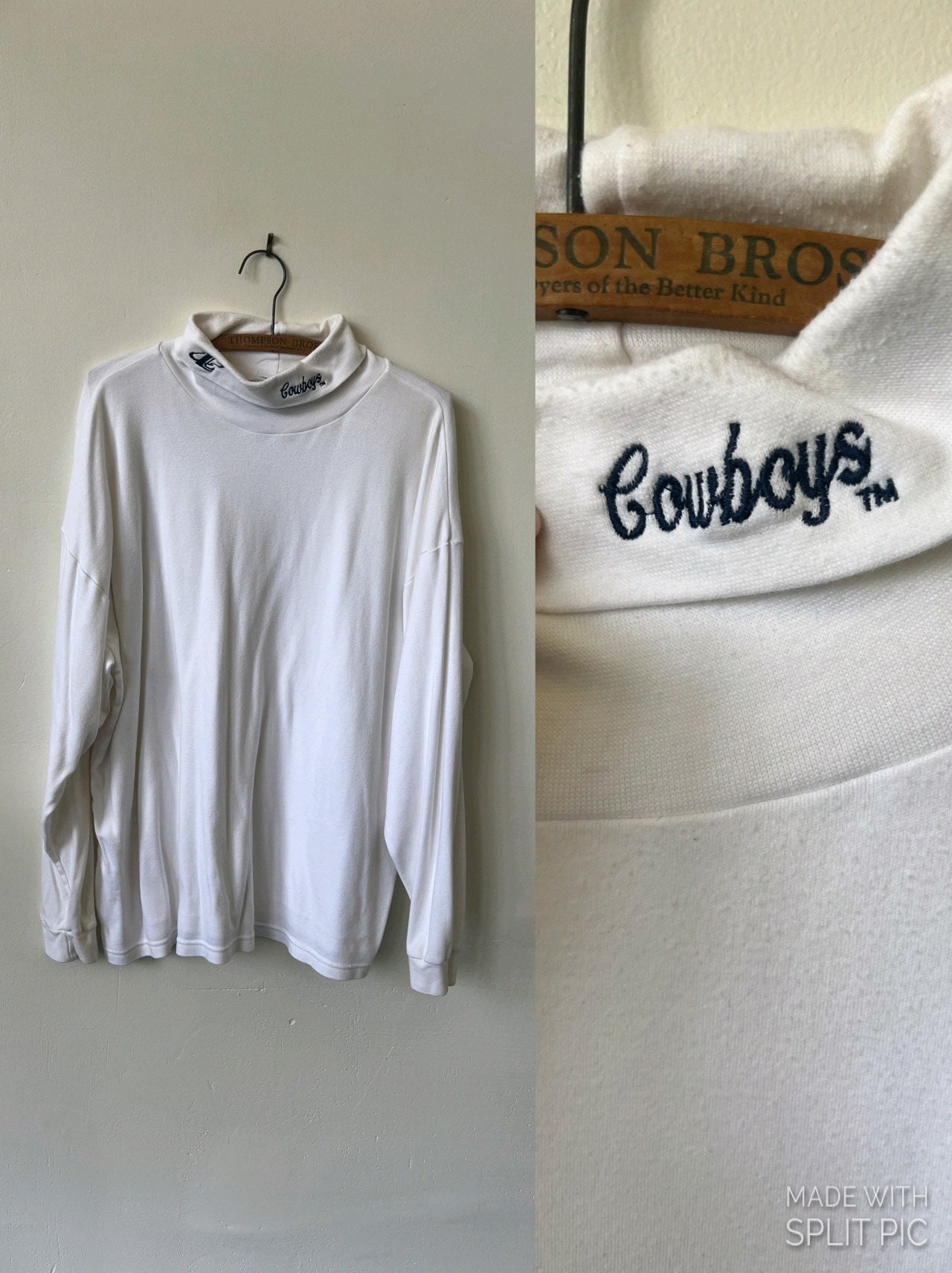 Vintage Dallas Cowboys White Turtleneck Long Sleeve Shirt 1990s