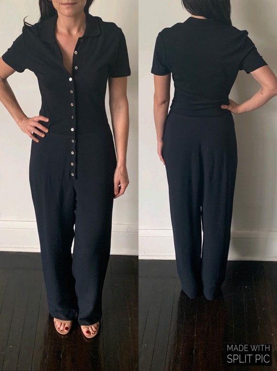 Vintage Nicole Miller Black Jumpsuit 1990 s 90 s Nicole Miller Romper Playsuit Vintage Designer Jumpsuit Dress Etsy