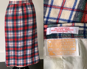 Vintage Pendleton Plaid Wool Midi Skirt 1980’s Red Plaid Virgin Wool Skirt 80’s Pendleton Tartan Plaid Wool Dress