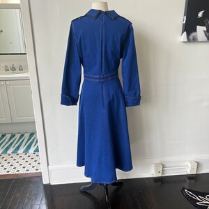 Vintage Denim Ranch Wear Country Line Dancing Dress 1980’s Peter Pan Collar Denim Midi Dress 80’s Jean Dress image 8
