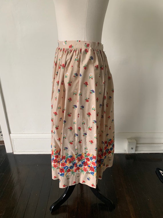 1970's Floral Praire Midi Skirt Vintage High Wais… - image 3