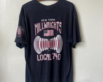 Vintage New York Millwright & Machinery Erectors Local Union Shirt 1990’s New York Distressed Shirt Size XL