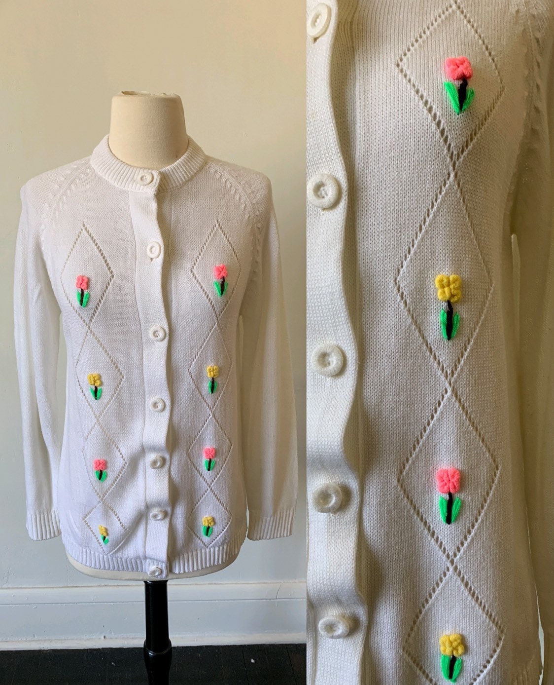 Cream Cardigan Sweater - Etsy 