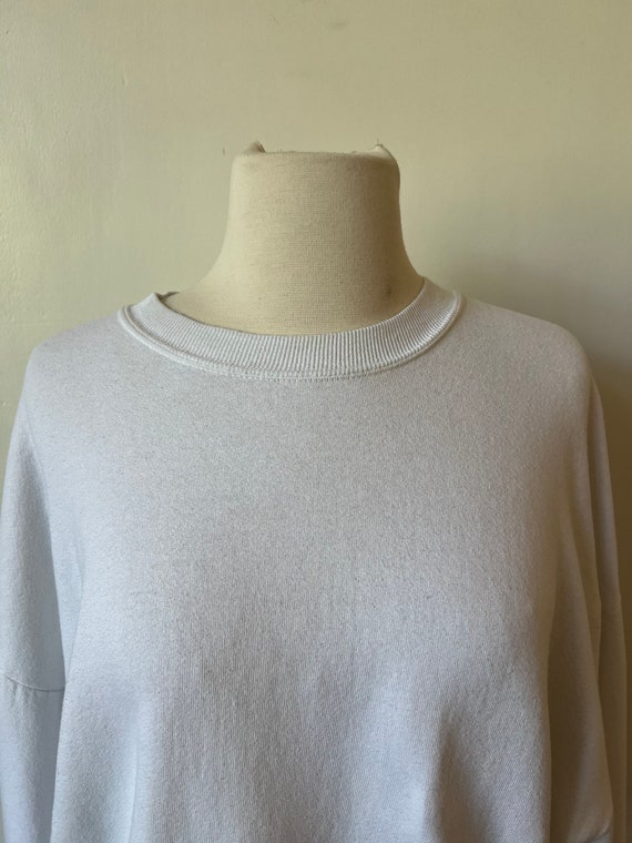 Vintage White Oversized Sweatshirt 1990’s Minimal… - image 3
