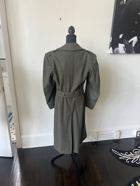 Vintage Wool Military Coat Vintage Olive Green Patched