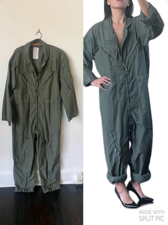 Vintage Military Olive Green Utility Coveralls Vi… - image 1