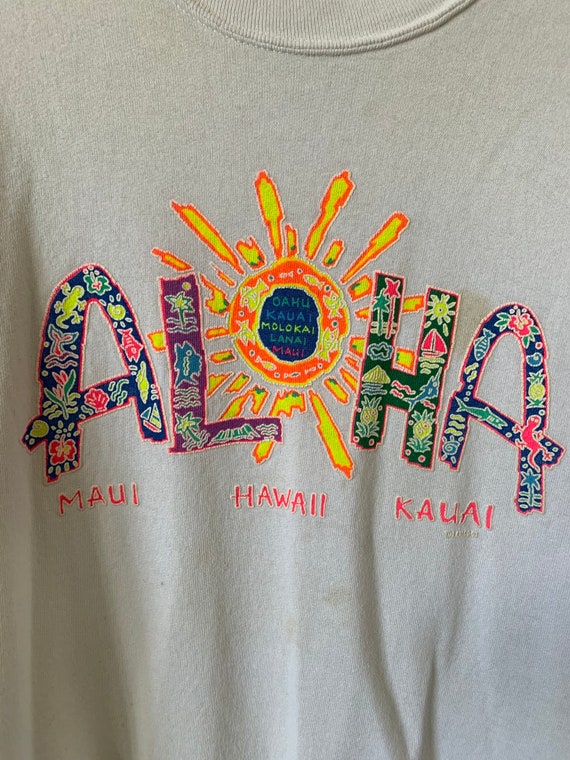 Vintage Hawaii Aloha Neon White Sweatshirt 1990’s… - image 3