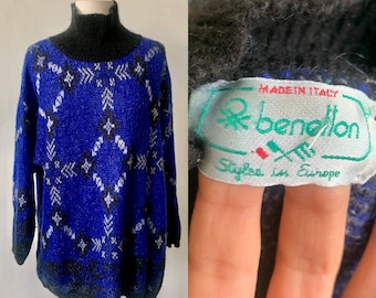 Vintage United Colors Of Benetton Southwestern Print Turtleneck Sweater