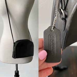 Vintage Coach Hadley Crossbody Bag In Grey 1990’s Gray Coach Small Cross Body Purse 90’s Leather Shoulder Bag