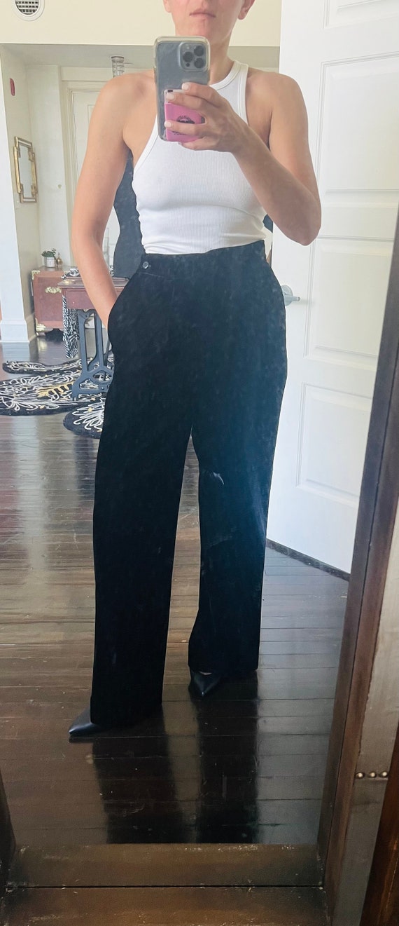 Vintage Black Velvet Wide Leg High Rise Pants 199… - image 2