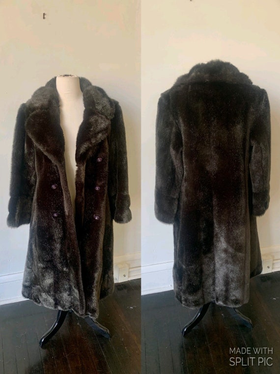 Vintage Faux Fur Dark Brown Coat 1960’s Faux Fur C