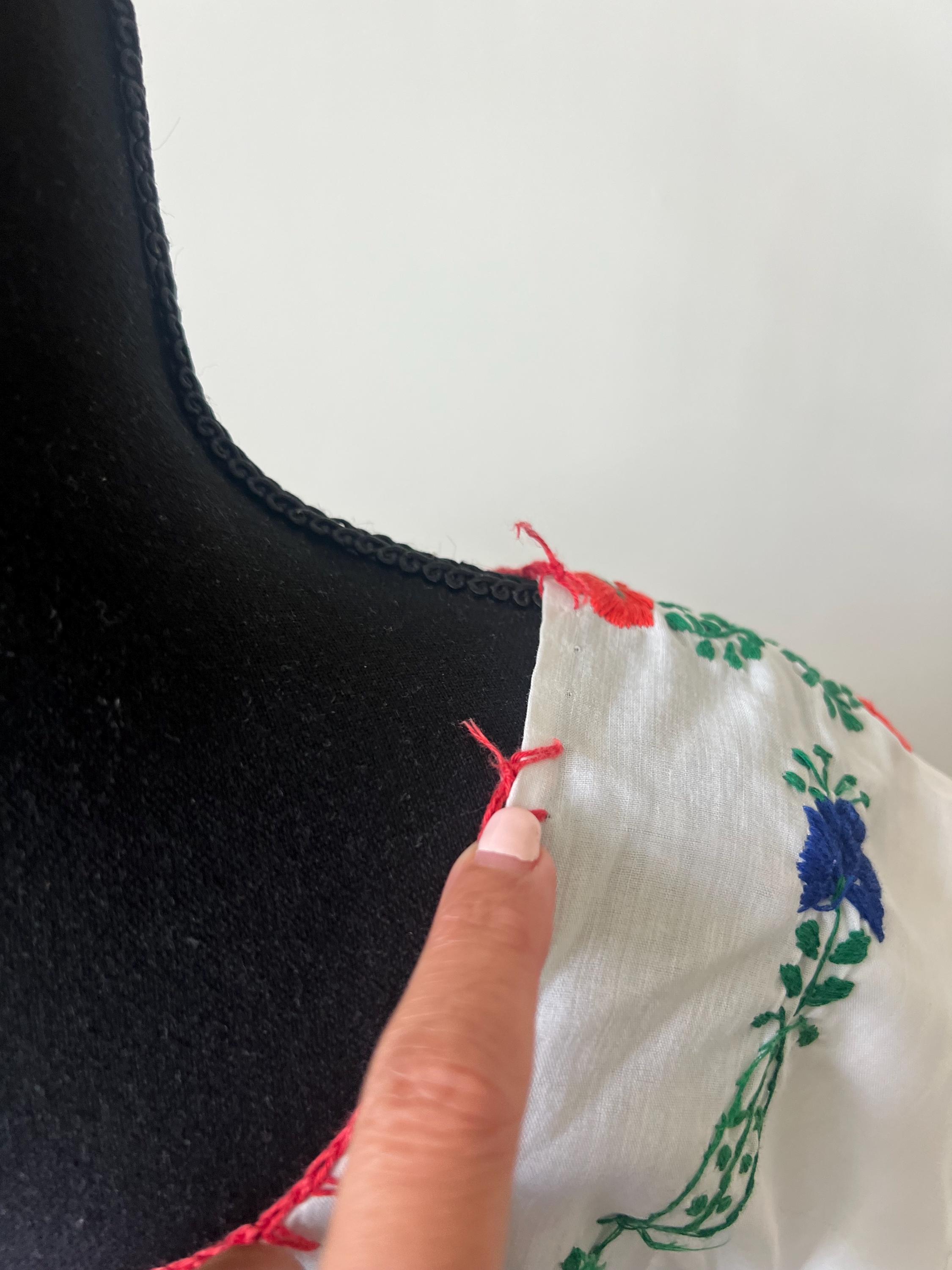 ヴィンテージ オアハカ 手刺繍 マキシドレス 1970年代 メキシコ花刺繍