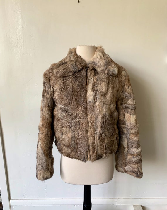 Vintage Rabbit Hair Fur Coat 1970’s 70’s Beige Fur