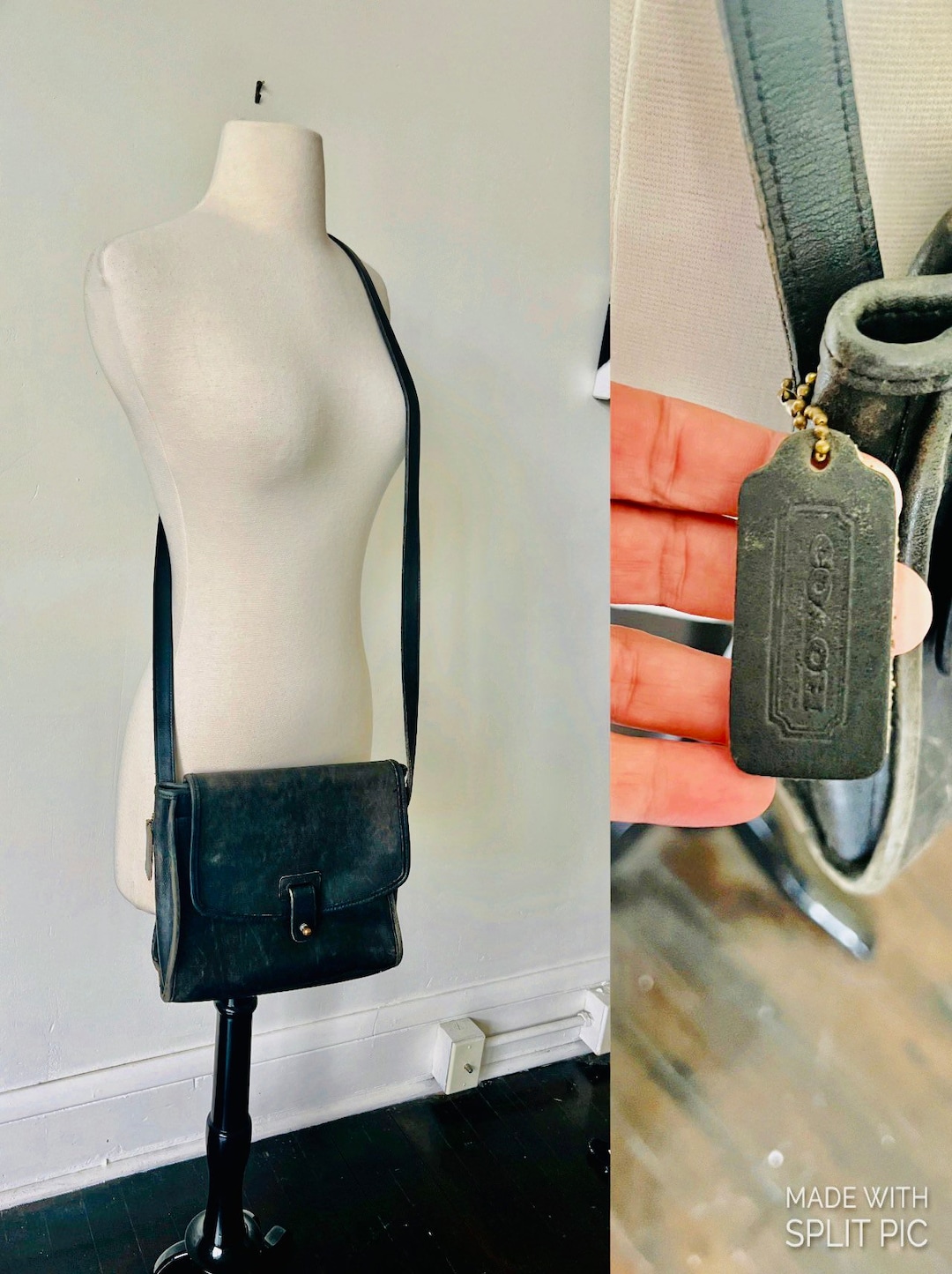 60〜70's OLD COACH Leather Shoulder Bag RARE 1970's Coach Vtg Tan Leather SM Dinky Crossbody