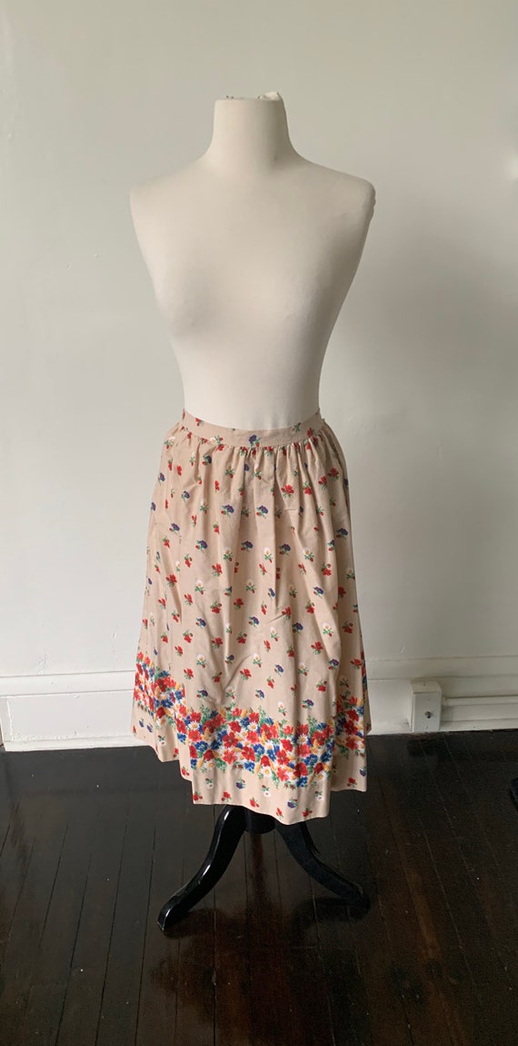 1970's Floral Praire Midi Skirt Vintage High Wais… - image 2