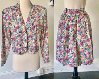 Vintage Floral Set 1990’s Floral Blazer and Matching Floral Shirt 1990’s Floral Suit 90’s Floral Romper