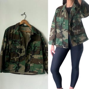 Veste militaire camouflage vintage Air Mobility Command Veste militaire courte camouflage vintage pour femme, taille XXL