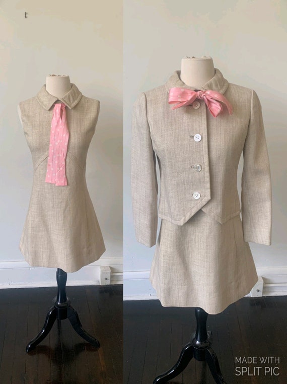 Vintage Mid Century Mod Mini Dress and Blazer Set