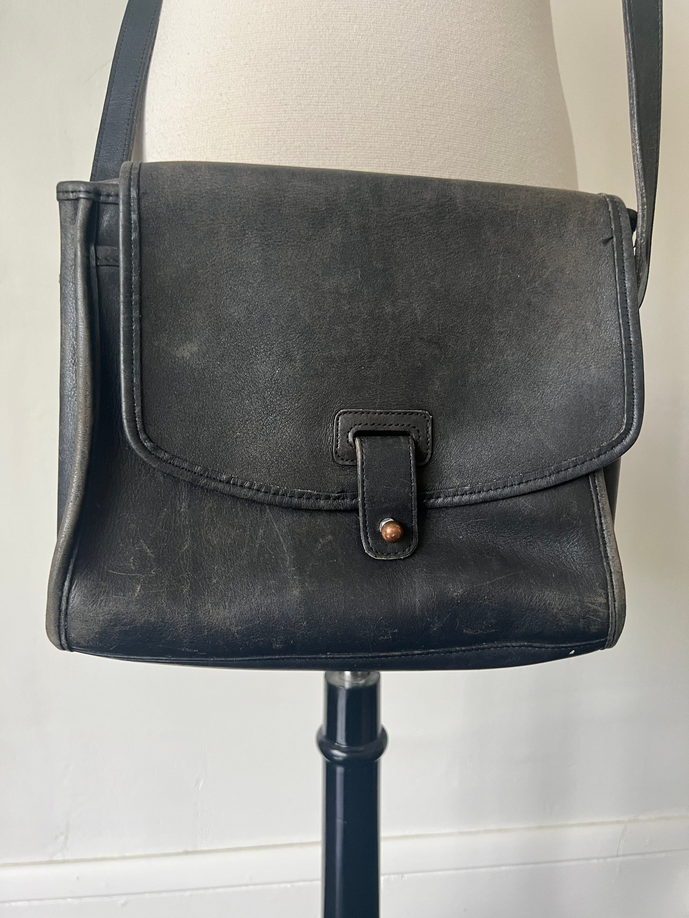 Vintage Coach Black Leather Bag 1970's Coach Crossbody Purse
