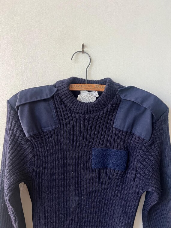 Vintage Navy Blue Military Crewneck Wool Sweater 1980's