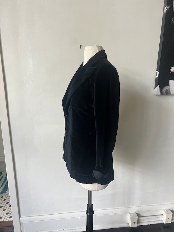 Vintage Black Velvet Blazer with Pockets 1970’s B… - image 5