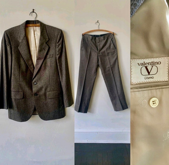 Vintage Valentino Gray Pinstripe Wool Suit Vintage