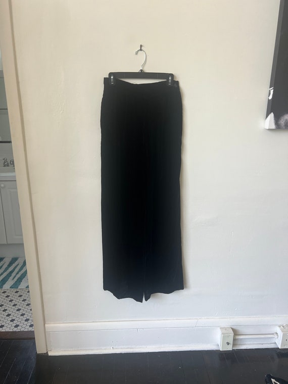 Vintage Black Velvet Wide Leg High Rise Pants 199… - image 3