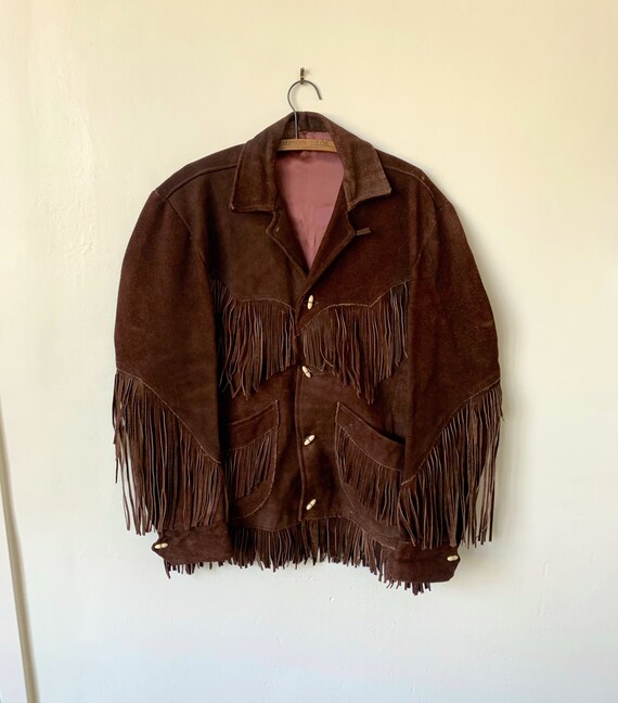 Vintage Suede Fringed Men’s Brown Leather Jacket 1