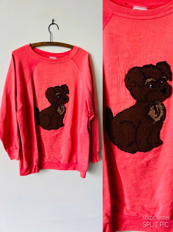 Vintage Puppy Dog Coral Sweatshirt 1980’s Puppy Do