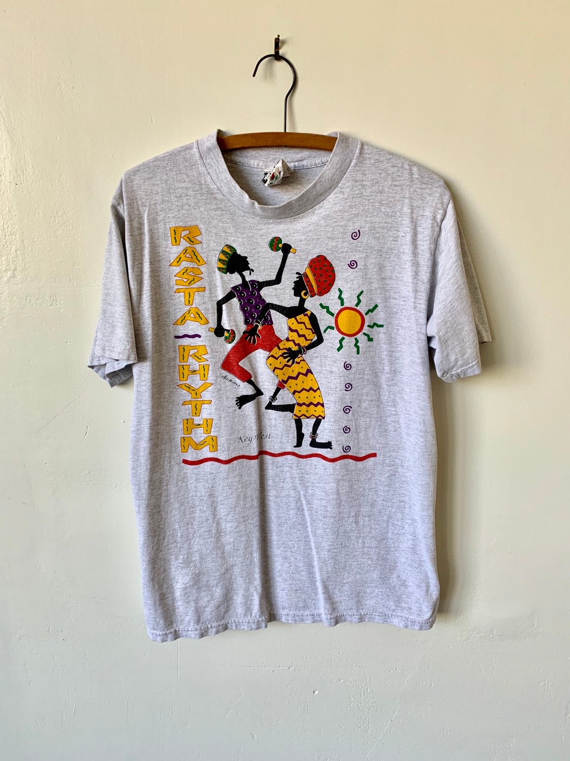 Vintage Rasta Rhythm Key West Florida 1990's 90's Reggae Rasta T