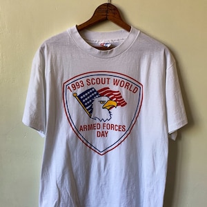 1993 Scout World Armed Forces Day 1990&#39;s 90&#39;s Vintage BSA Boy Scouts of America T Shirt