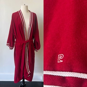 Vintage Pierre Cardin Burgundy Robe 1970’s Men’s Velour Robe 70’s Designer Robe