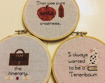 Wes Anderson Film Cross Stitch Patterns PDF (Set of 4)