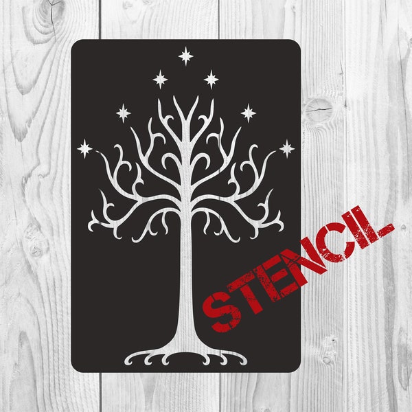 The Lord of the Rings stencil, instant download Tree of Gondor print silhouette, Tolkien LOR pattern, Hobbit dxf stencil