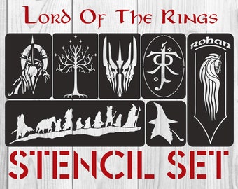 The Lord of the Rings stencil bundle, instant download Gandalf print silhouette, Tolkien LOR pattern, Hobbit dxf silhouette