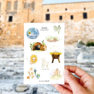 Evangelien Aufkleber Bogen | Israel Reise Sticker Bogen | Sonntagsschule, Bibelarbeit Geschenk Sticker Bogen