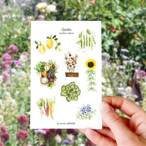 Garden Sticker Sheet | Summer Sticker Sheet | Vinyl Sticker Sheet, Flower Vinyl Sticker Sheet